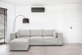 Sofa nierozkładana POLLY 3ER z pufą - tkanina Hold Me 01 - REDAM MEBLE